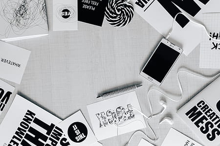 Top view of black and white typography sentences thumbnail