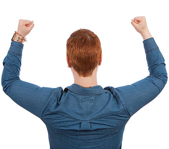 person wearing long-sleeved shirt raising hands thumbnail