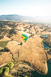 yellow and multicolored hot air balloon thumbnail