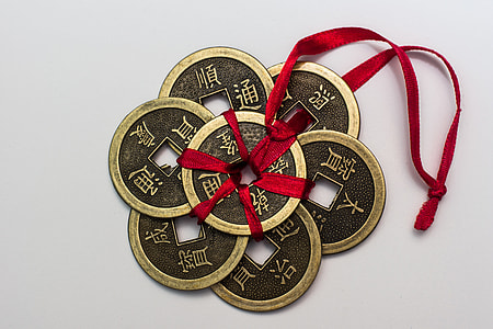 brown, gold, decor, chinese coins, coins, chinese thumbnail