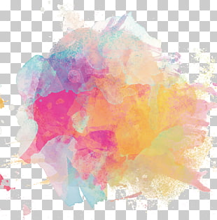 Watercolor painting Ink, Colorful ink poster, multicolored abstract painting PNG clipart