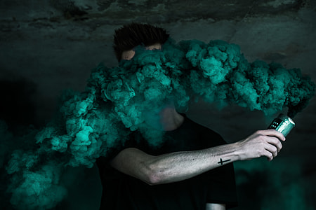 photo, man, smoke, green thumbnail