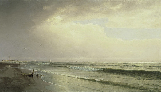 Seascape with Distant Lighthouse in Atlantic City, New Jersey thumbnail
