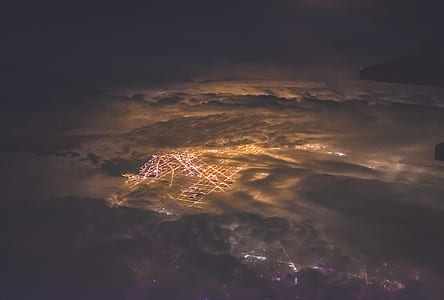 aerial photo of city with lights turned on thumbnail