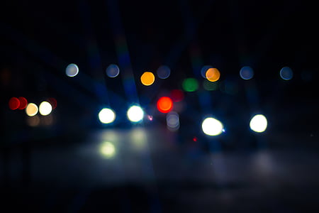 blurred, bokeh, dark, lights, night thumbnail