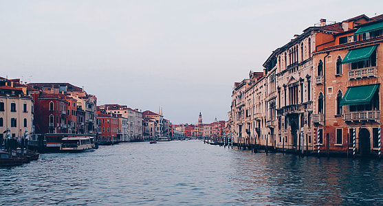river between concrete structures thumbnail