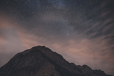 Mountains at night with stars in the sky thumbnail