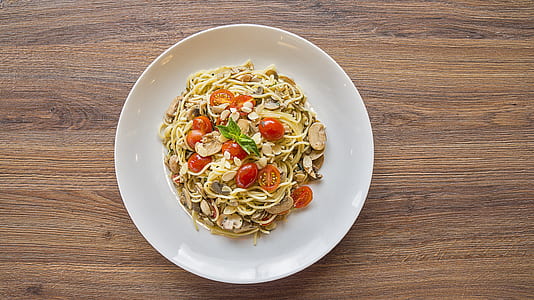 pasta food dish on white ceramic plate thumbnail
