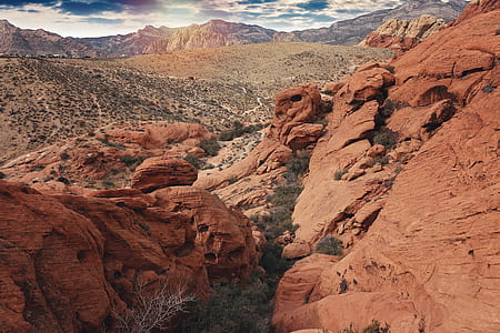 bird's-eye view of valley in dessert thumbnail