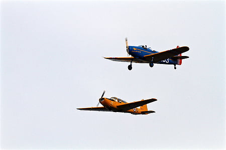 two flying blue and yellow planes thumbnail