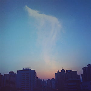 silhouette of buildings and gray clouds thumbnail