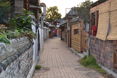 brown bricks pathway during daytime thumbnail