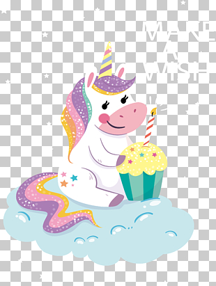 Birthday Euclidean Party Icon, Wishing Unicorn, unicorn with make a wish text overlay PNG clipart