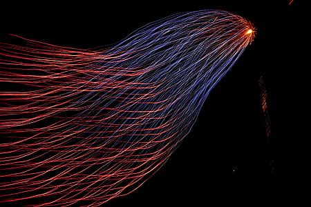 blue and red string lights at nighttime digital wallpaper thumbnail