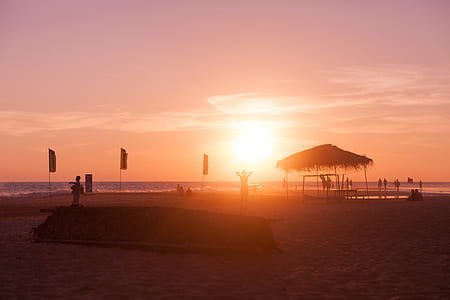 panoramic photography of brown sand beach under golden hour thumbnail