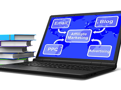 Affiliate Marketing Laptop Map Showing Email Blog PPC And Advertising thumbnail