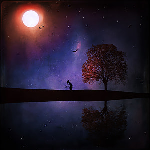 photo manipulation of witch near tree thumbnail