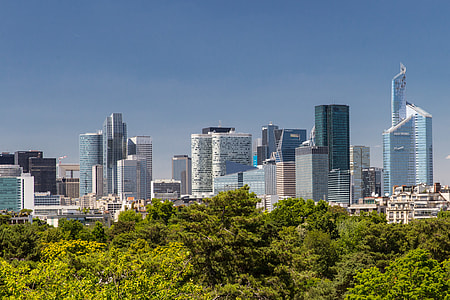 Wide angle shot of the skyscrapers in La Défense district in Paris, France thumbnail