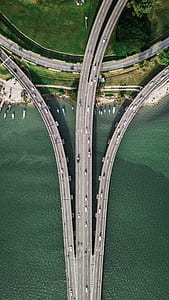 aerial photography of highways and bridge thumbnail
