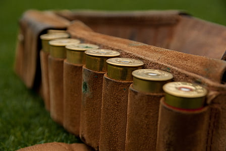 brown leather shotgun belt bullet loop with shotgun shells thumbnail