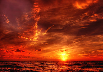 sea under cloudy weather during golden hour thumbnail