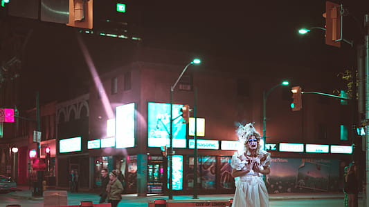 city, people, woman, lights thumbnail