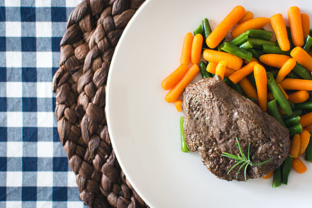 Beef steak with mini carrots and green beans thumbnail