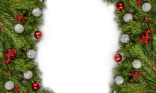 two green, red, and gray Christmas ornament thumbnail