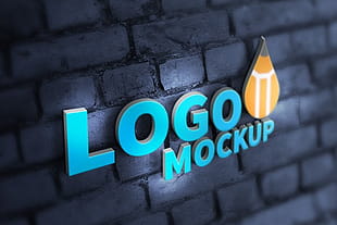 Realistic 3D Logo Mockup (PSD) psd file
