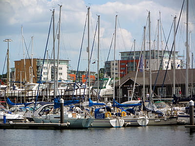 Moored yachts at Ipswich Marina in Suffolk, England thumbnail