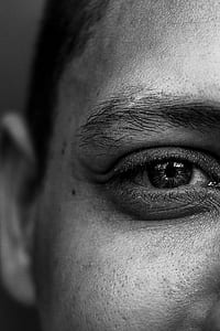 close view of man's right eye thumbnail