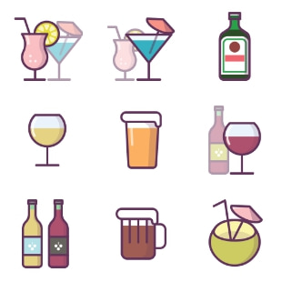 Alcohol drinks svg vector icon sets
