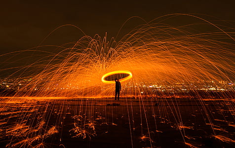 bokeh photography of man standing on open field thumbnail