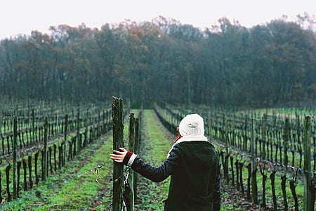 woman wearing black jacket standing on land with poles during daytime thumbnail