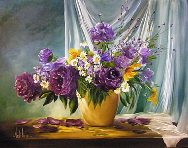 painting of purple flower arrangement thumbnail