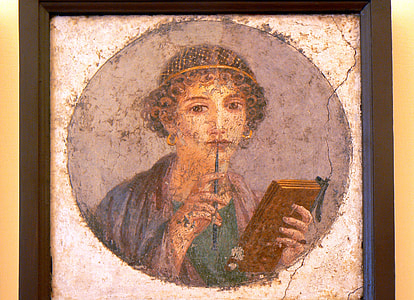 woman holding pen and book painting thumbnail