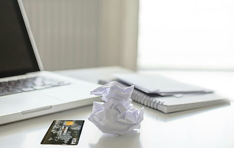 visa Card with crumpled up paper - security, online shopping, idea concept thumbnail
