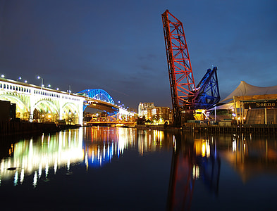 West Bank of the Cuyahoga River in Downtown Cleveland, Ohio thumbnail