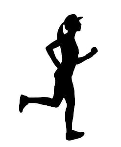 Silhouette illustration of woman running or jogging. thumbnail