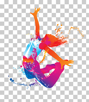 Hip-hop dance Silhouette Dance studio, Jumping woman, jumping person liquid illustration PNG clipart