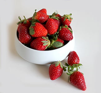 strawberries in white ceramic bowl thumbnail