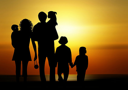 silhouette photo of family during sunrise thumbnail