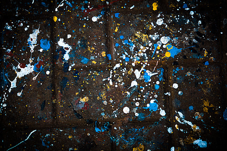 white and blue paint on concrete brick thumbnail