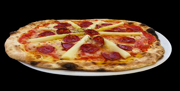 pepperoni pizza on white plate thumbnail