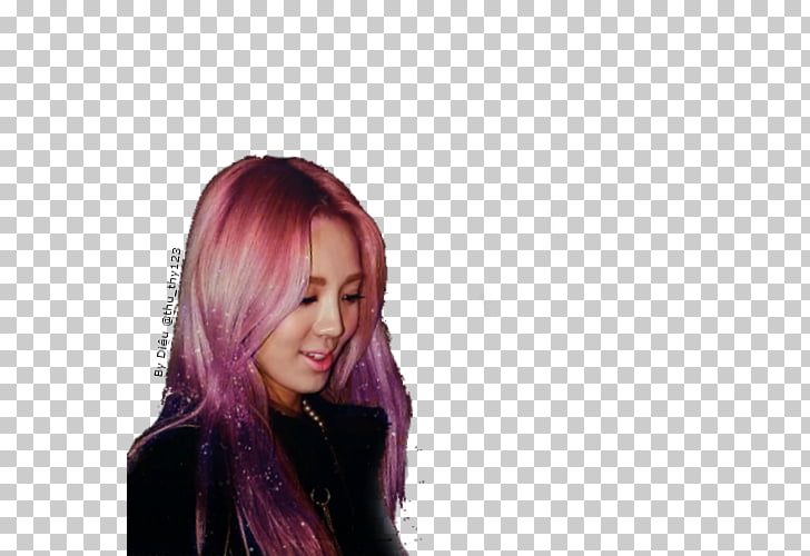 Hyoyeon Black Hair Hair Coloring Purple Ombre Purple Png Clipart