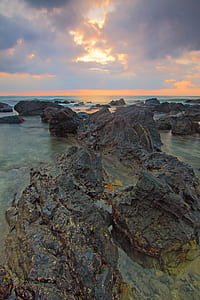 sea, dawn, sky, beach thumbnail