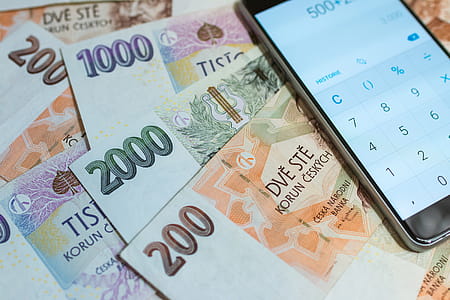 Czech money. Czech crown. Calculating Finance on a Calculator of Smartphone thumbnail