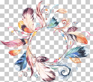 Wedding invitation Wreath Watercolor painting Flower bouquet , Hand-painted watercolor tribal ornaments garland necklace national wind, multicolored decor PNG clipart