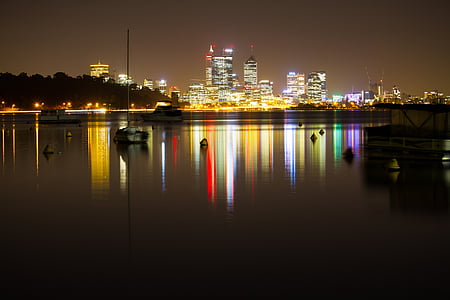 photography of city lights reflecting on water thumbnail