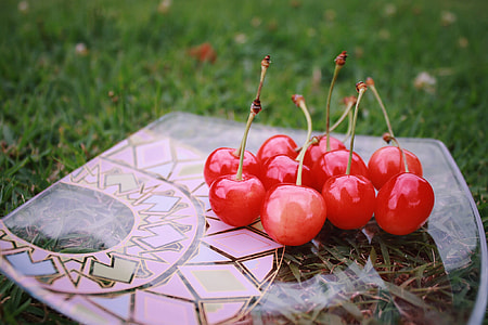 10 red Cherries on plate thumbnail